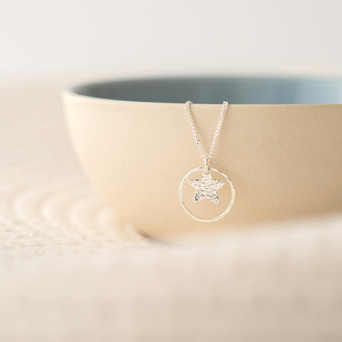 Sterling silver halo necklace
