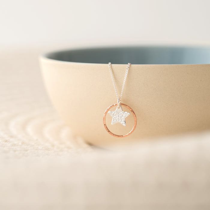 Rose gold halo necklace