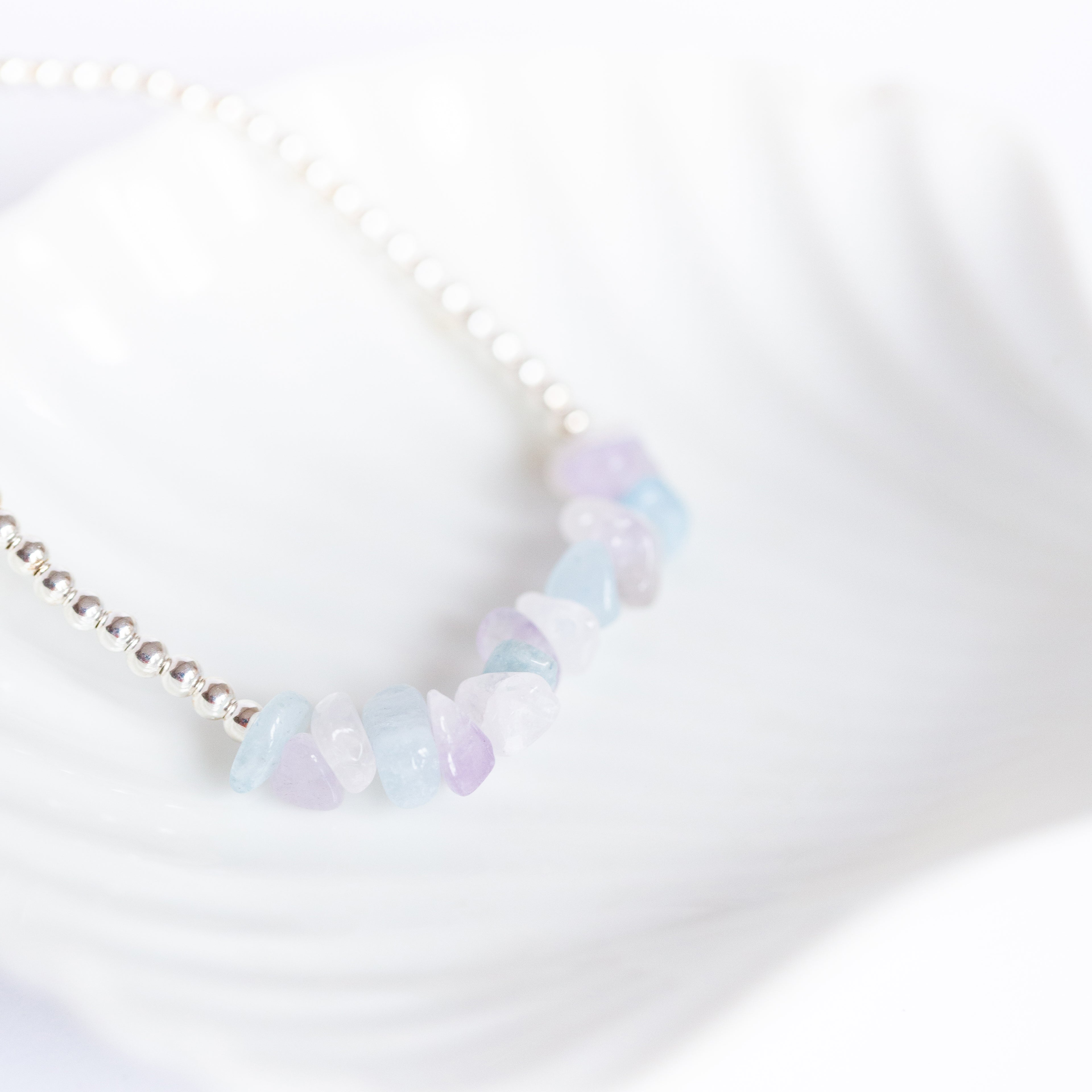Sterling silver & pastel crystal chip bracelet