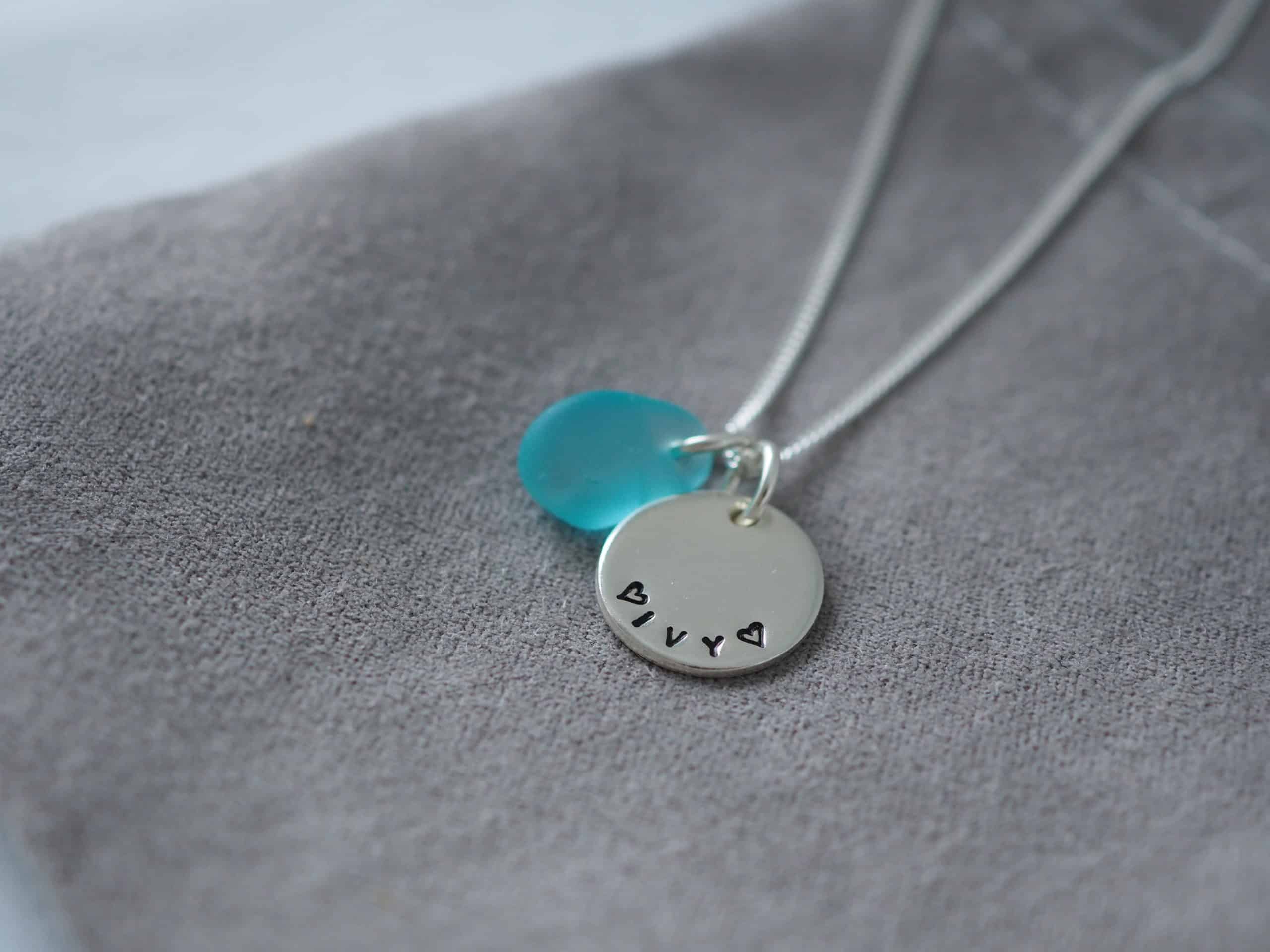 Sea glass & midi disc necklace