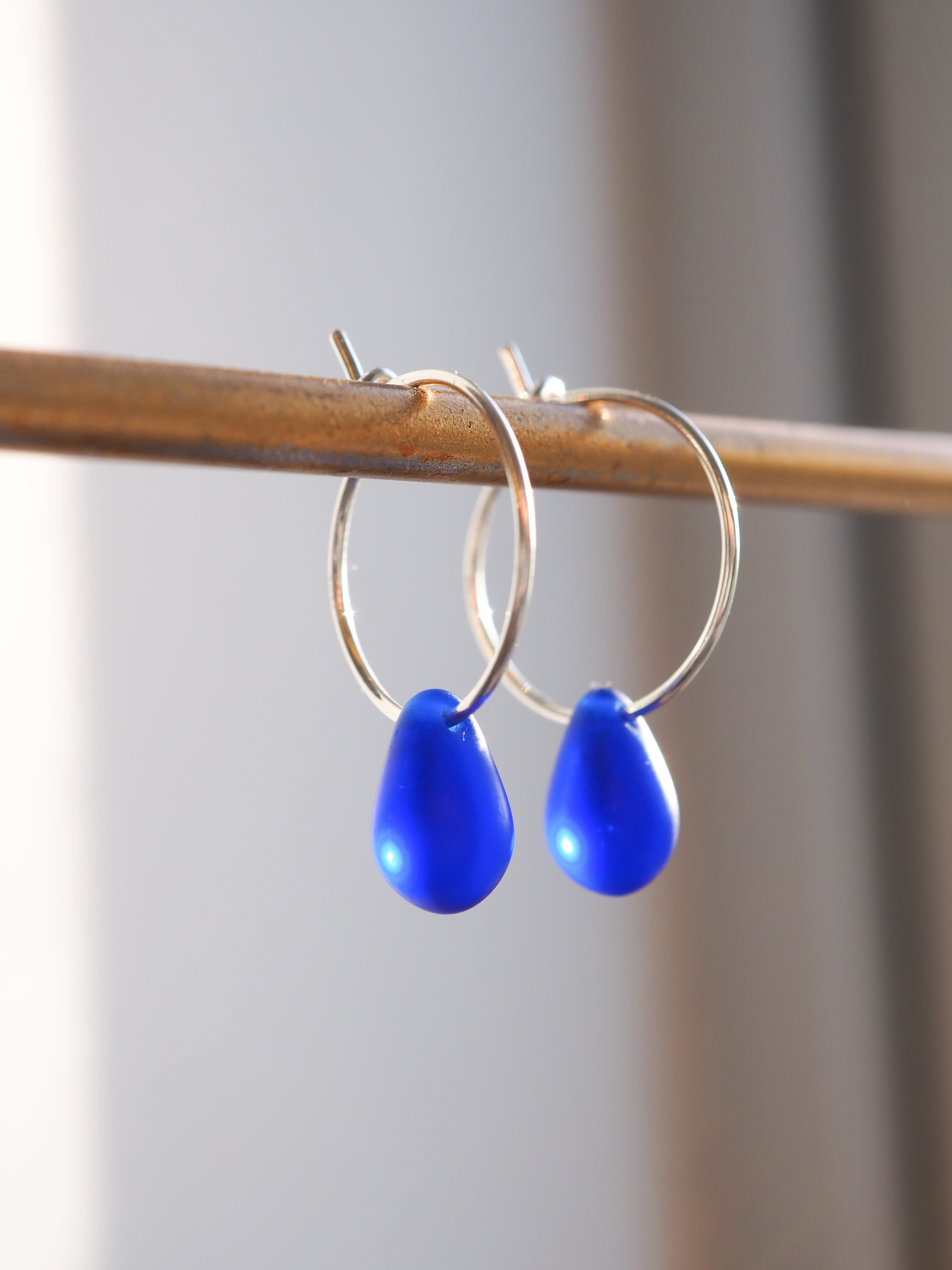 Cobalt blue drop of the ocean hoops