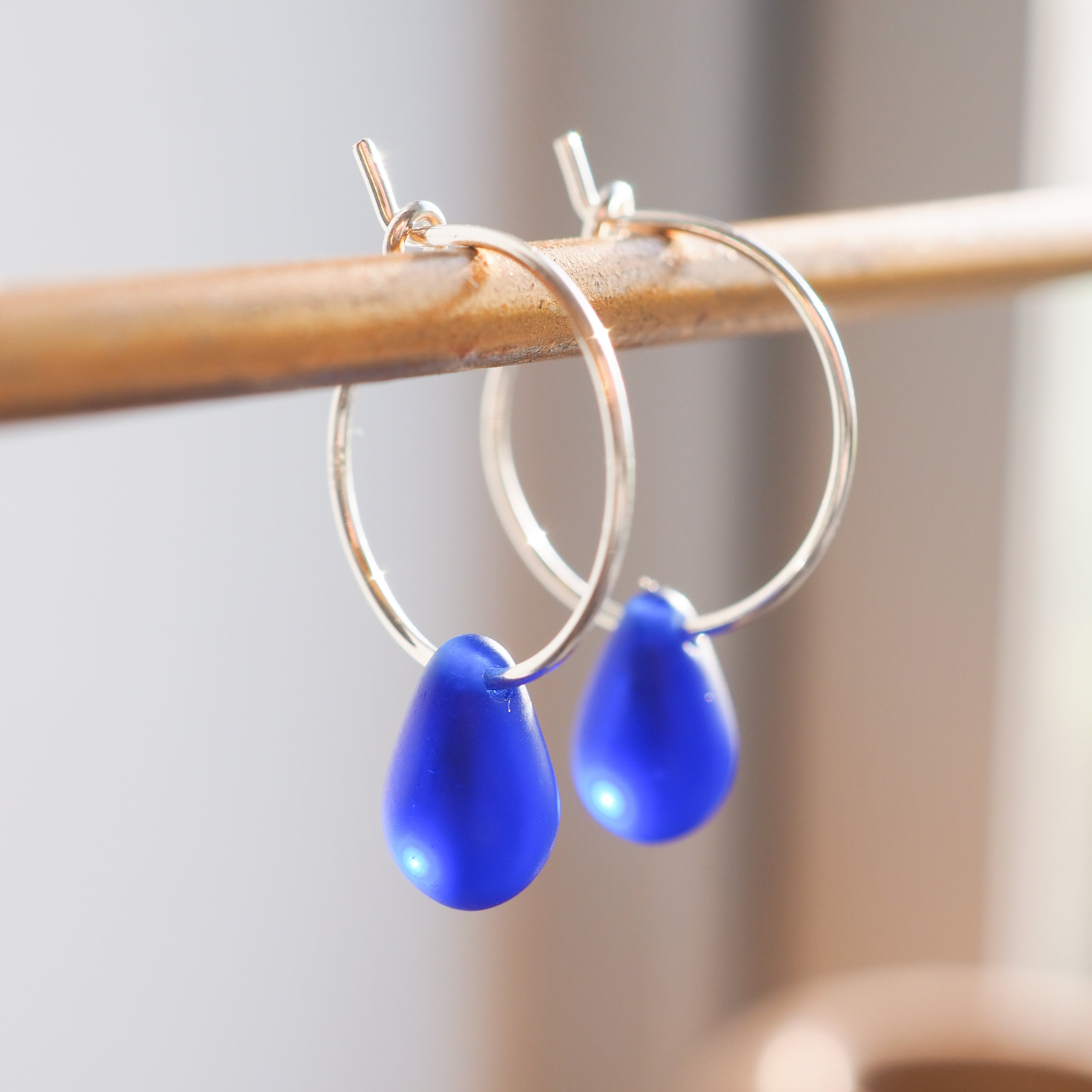 Cobalt blue drop of the ocean hoops