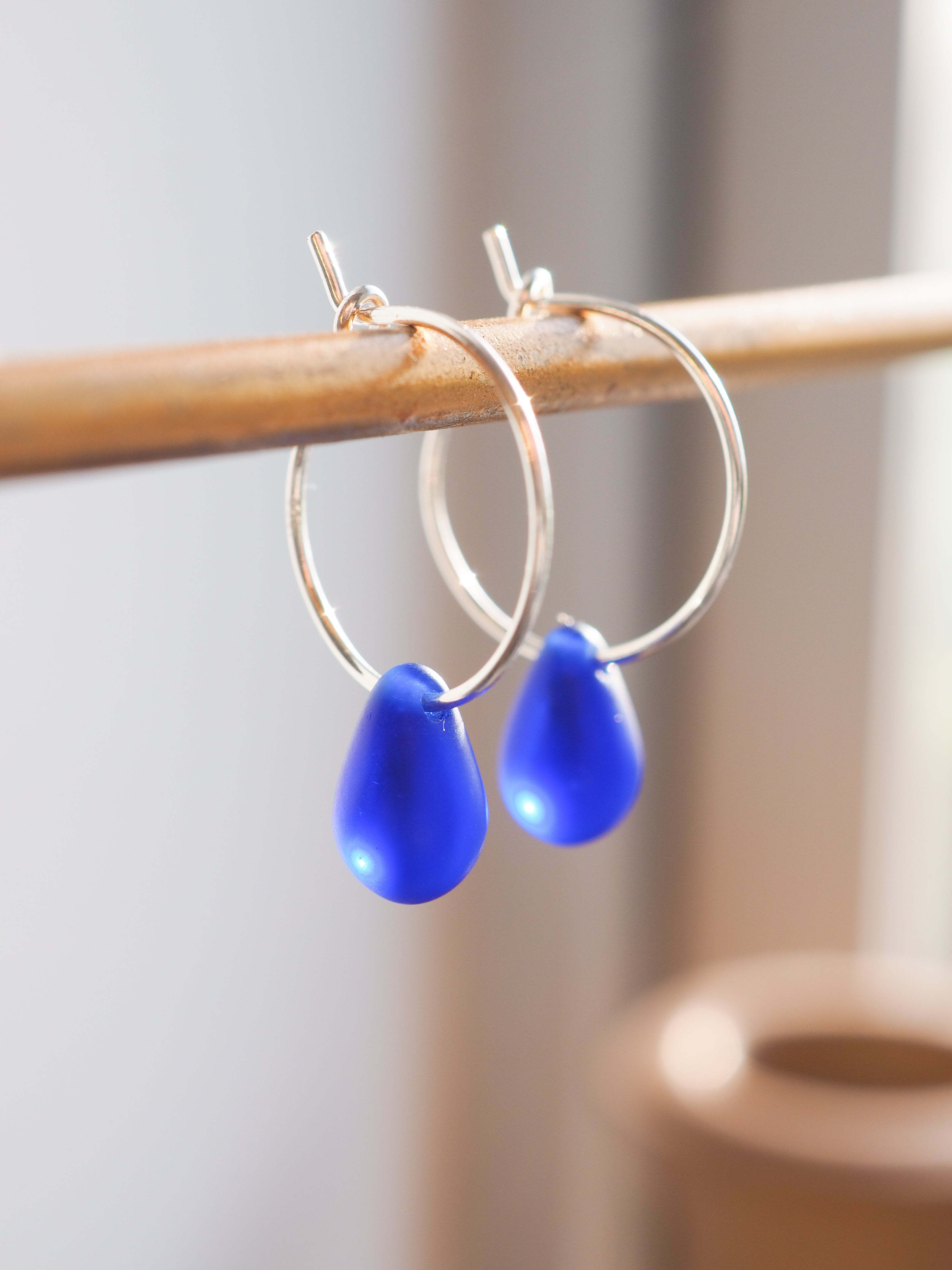 Cobalt blue drop of the ocean hoops