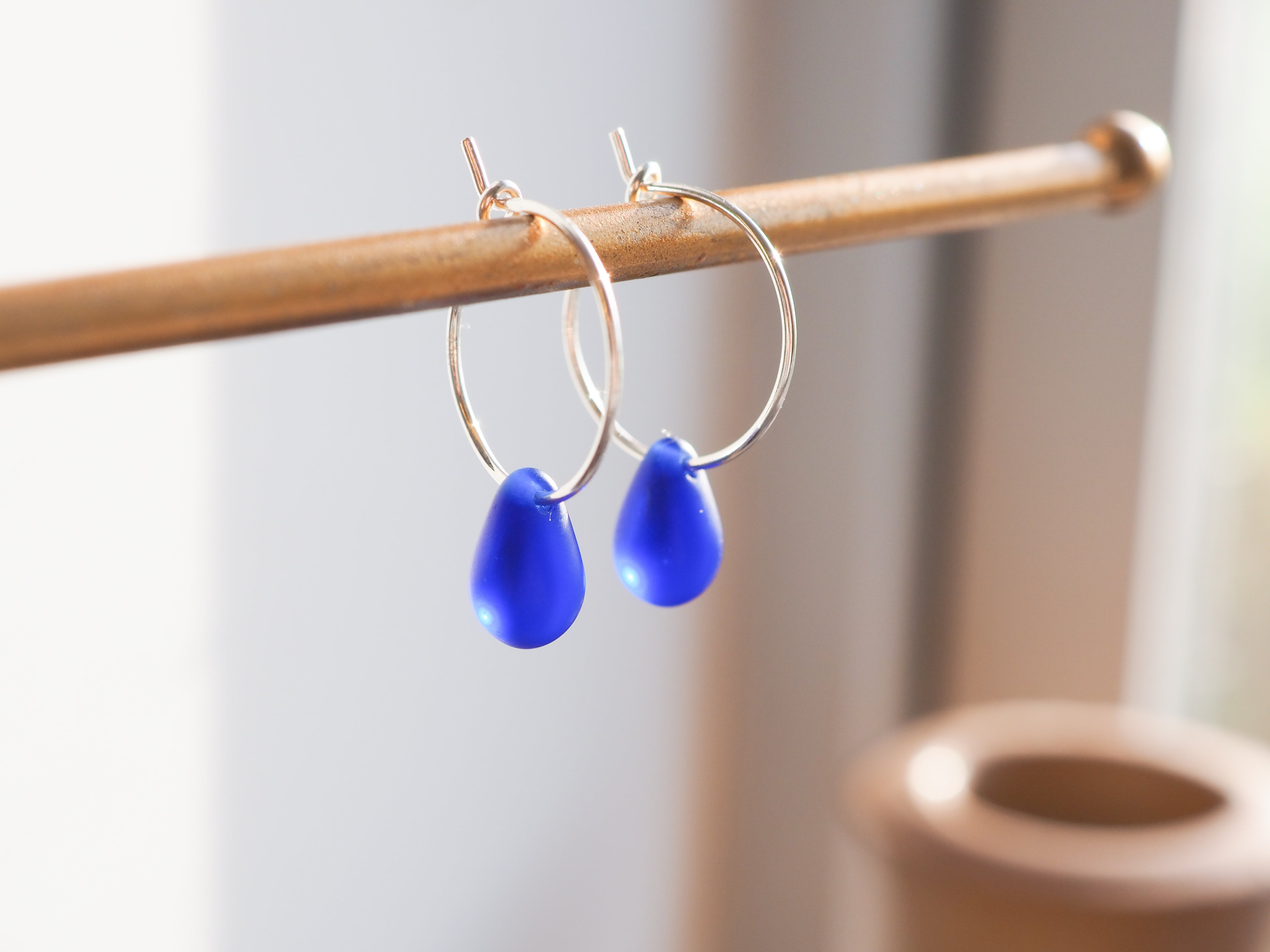 Cobalt blue drop of the ocean hoops