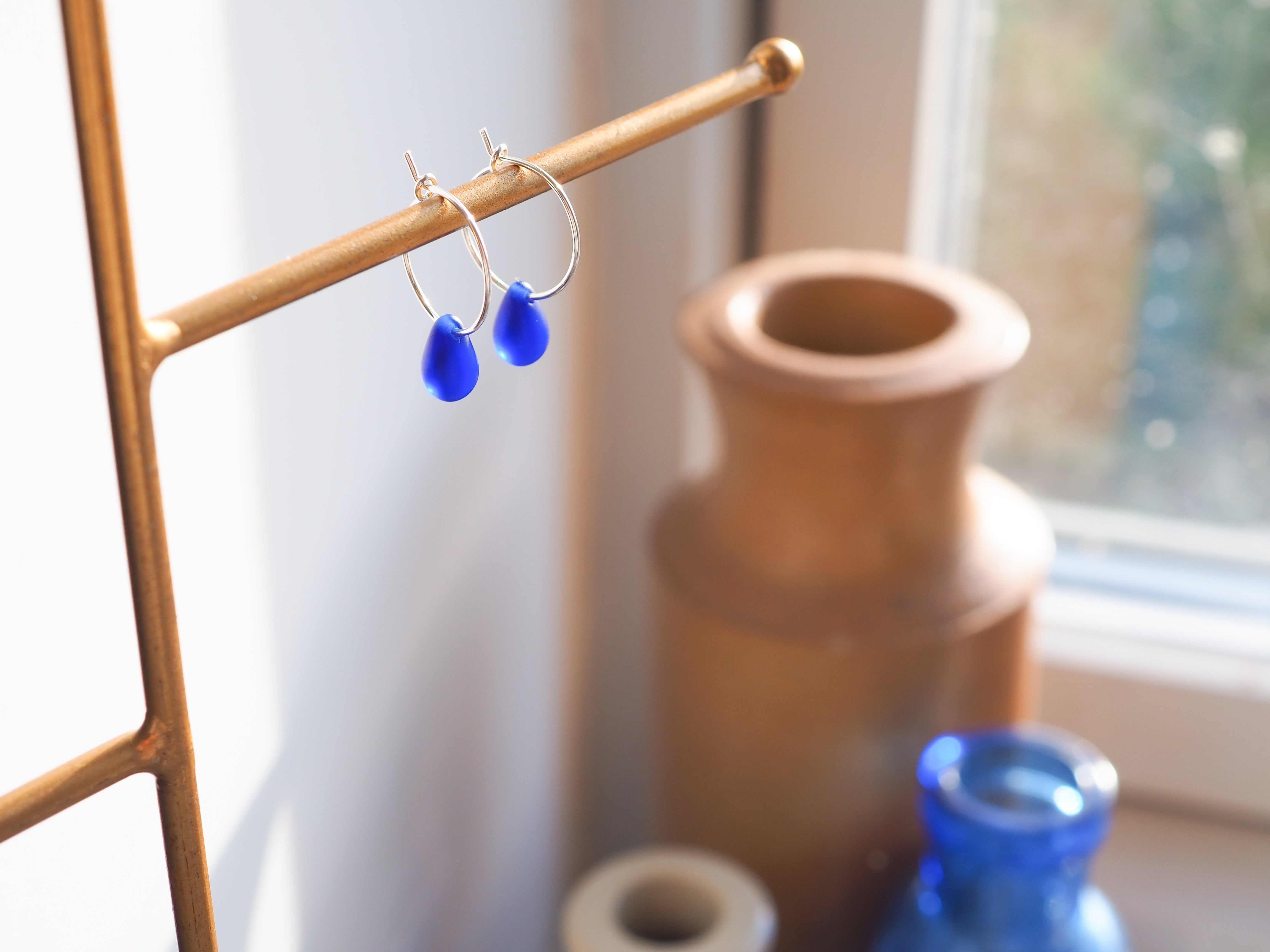 Cobalt blue drop of the ocean hoops