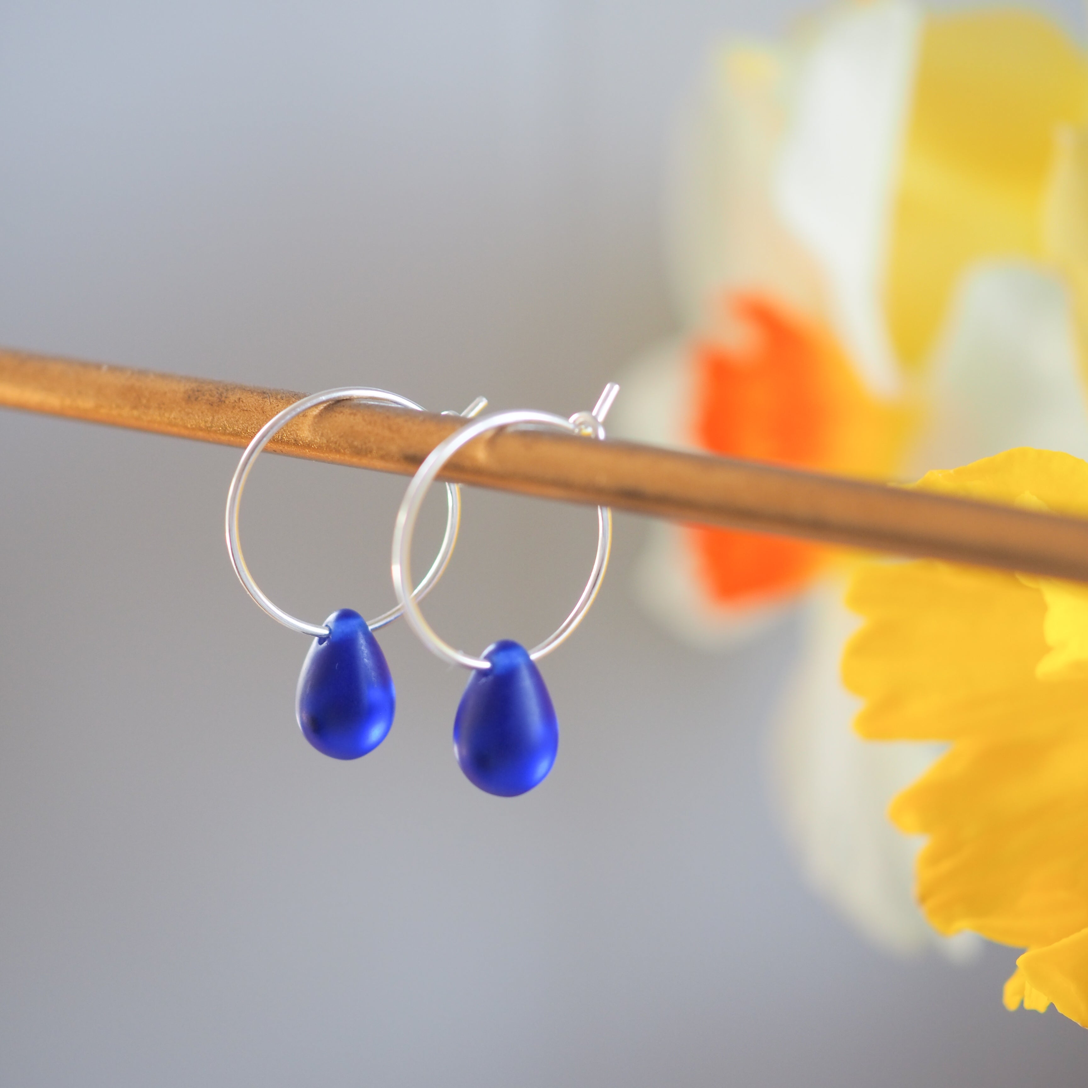 Cobalt blue drop of the ocean hoops