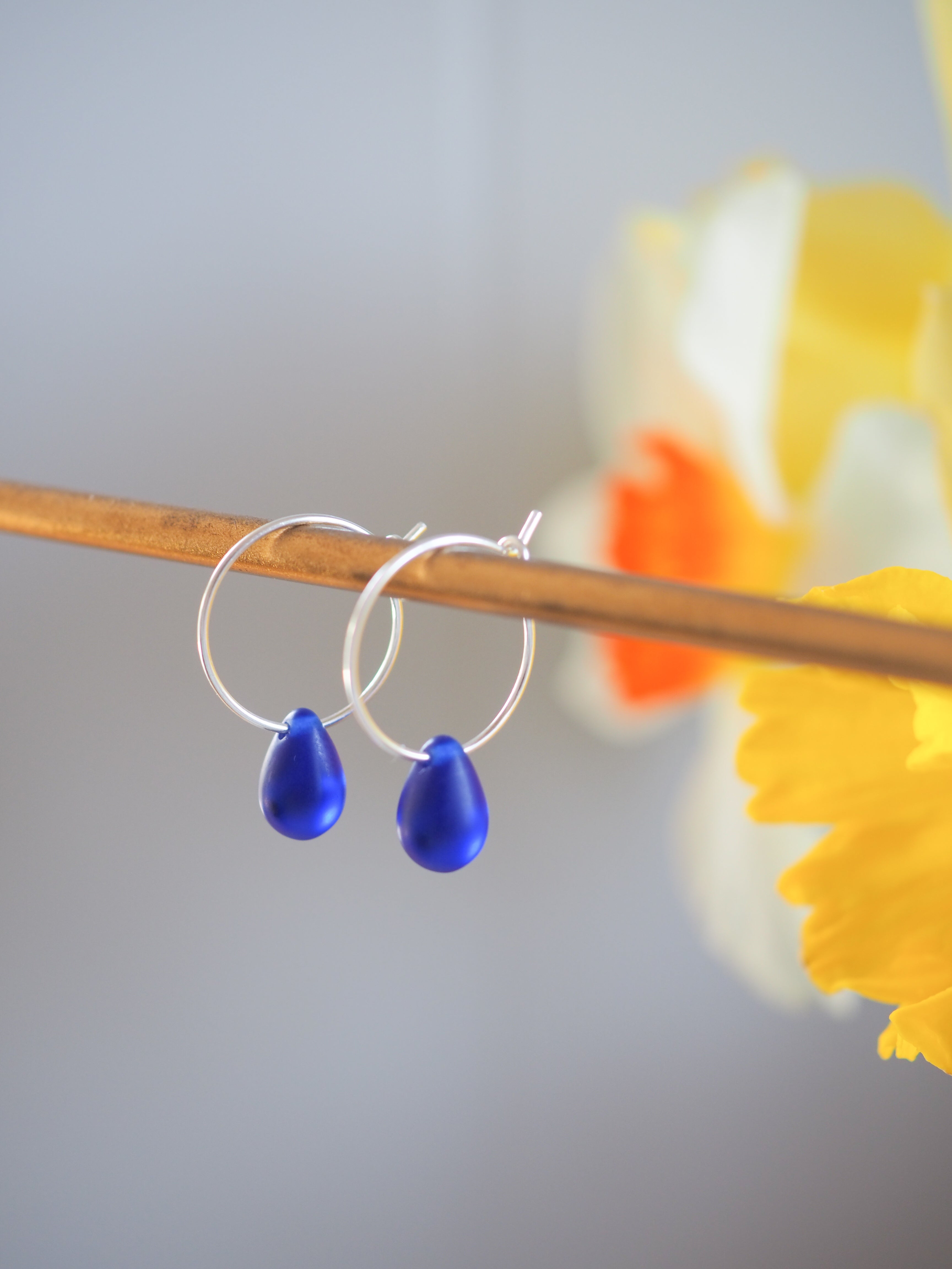 Cobalt blue drop of the ocean hoops