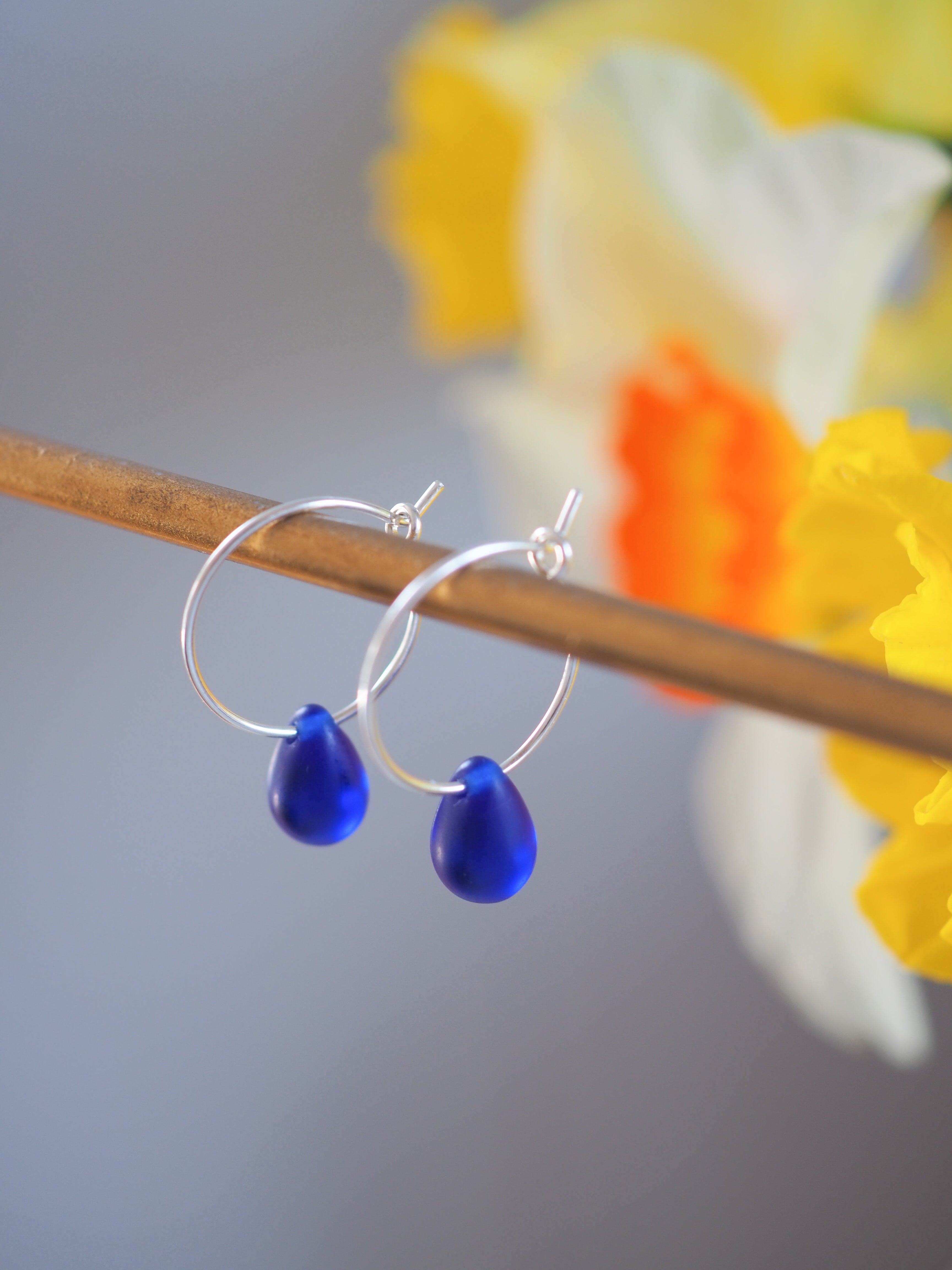 Cobalt blue drop of the ocean hoops