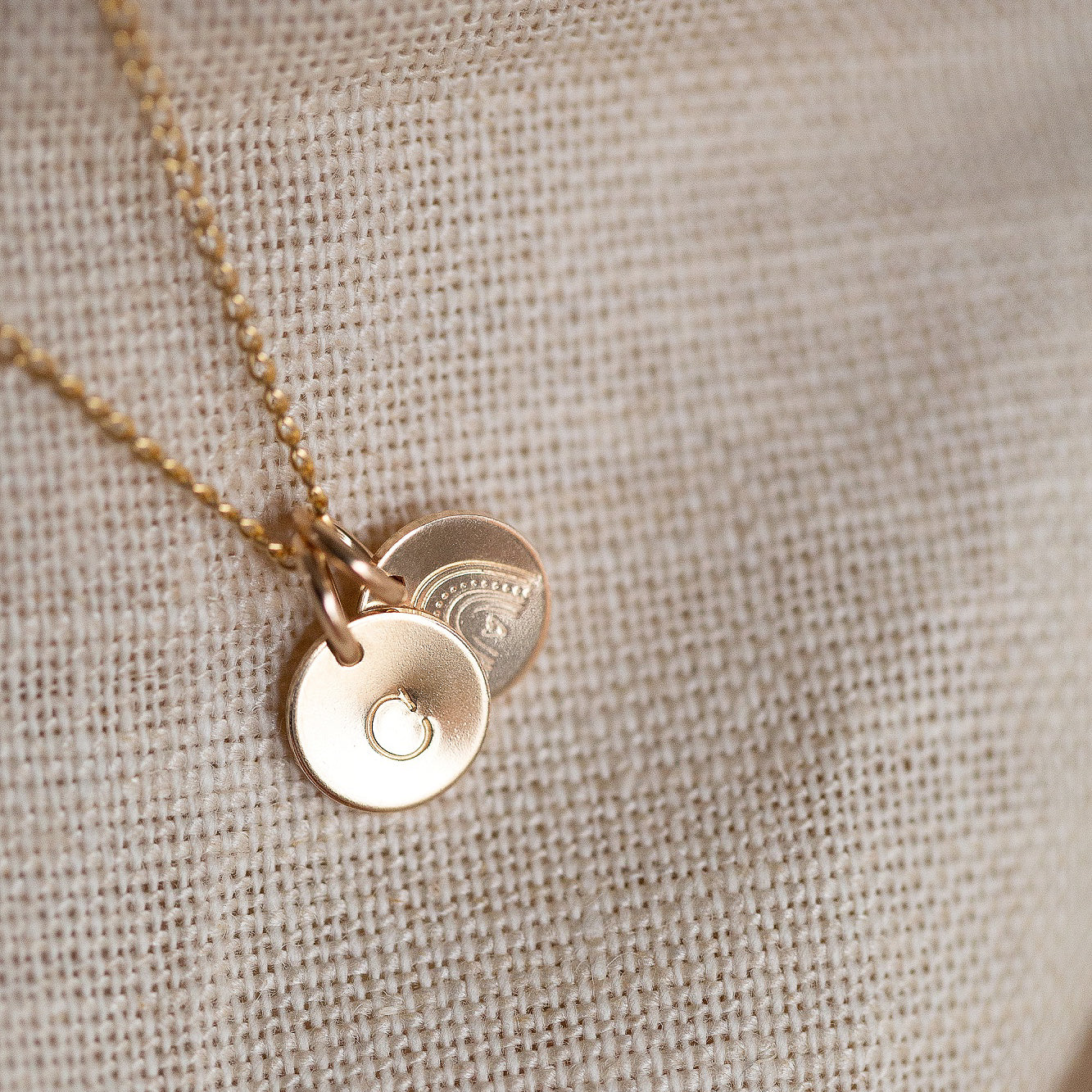 Gold mini disc necklace