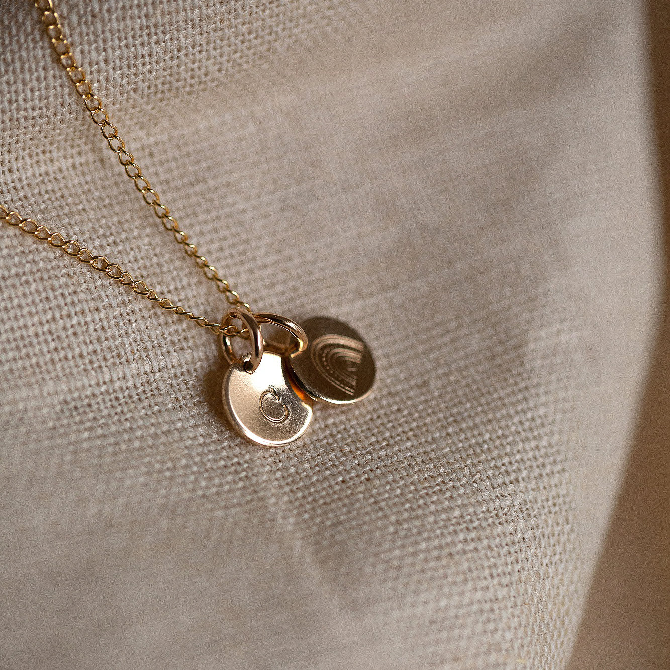 Gold mini disc necklace