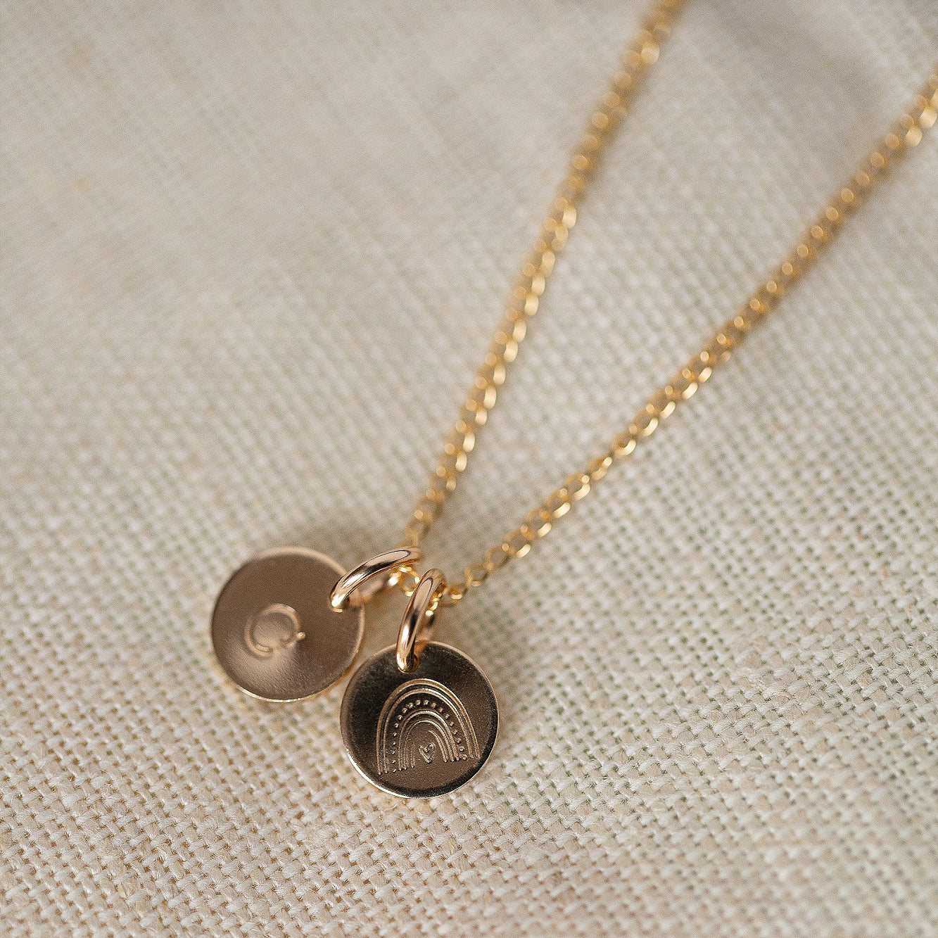 Gold mini disc necklace