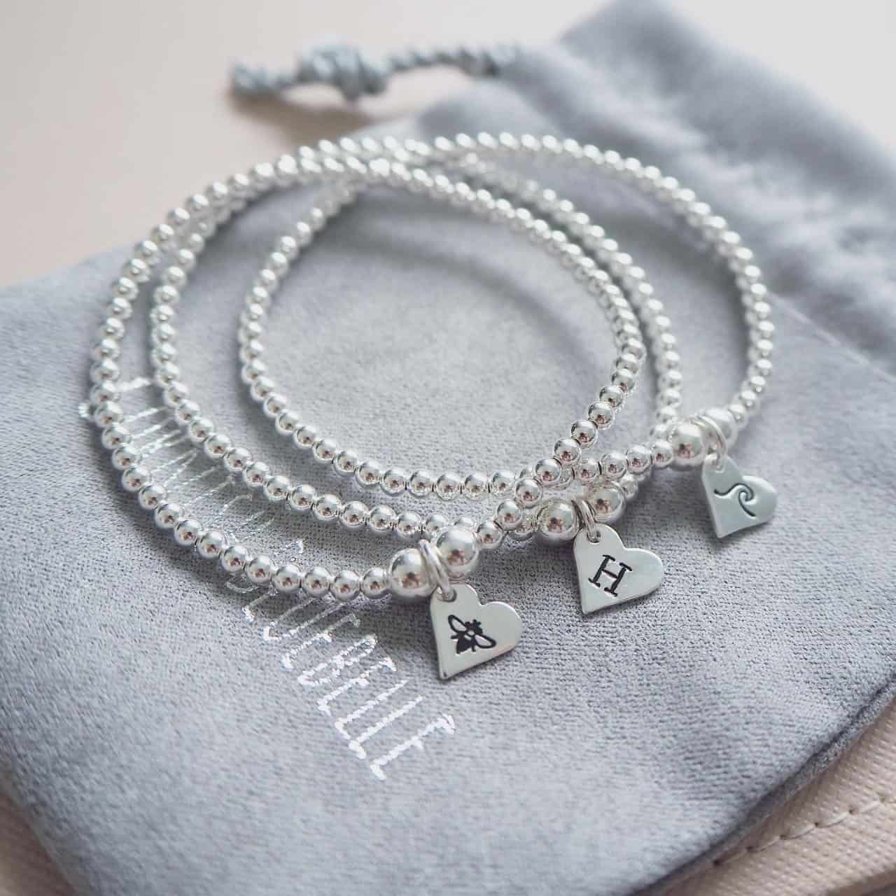 Personalised heart beaded bracelet