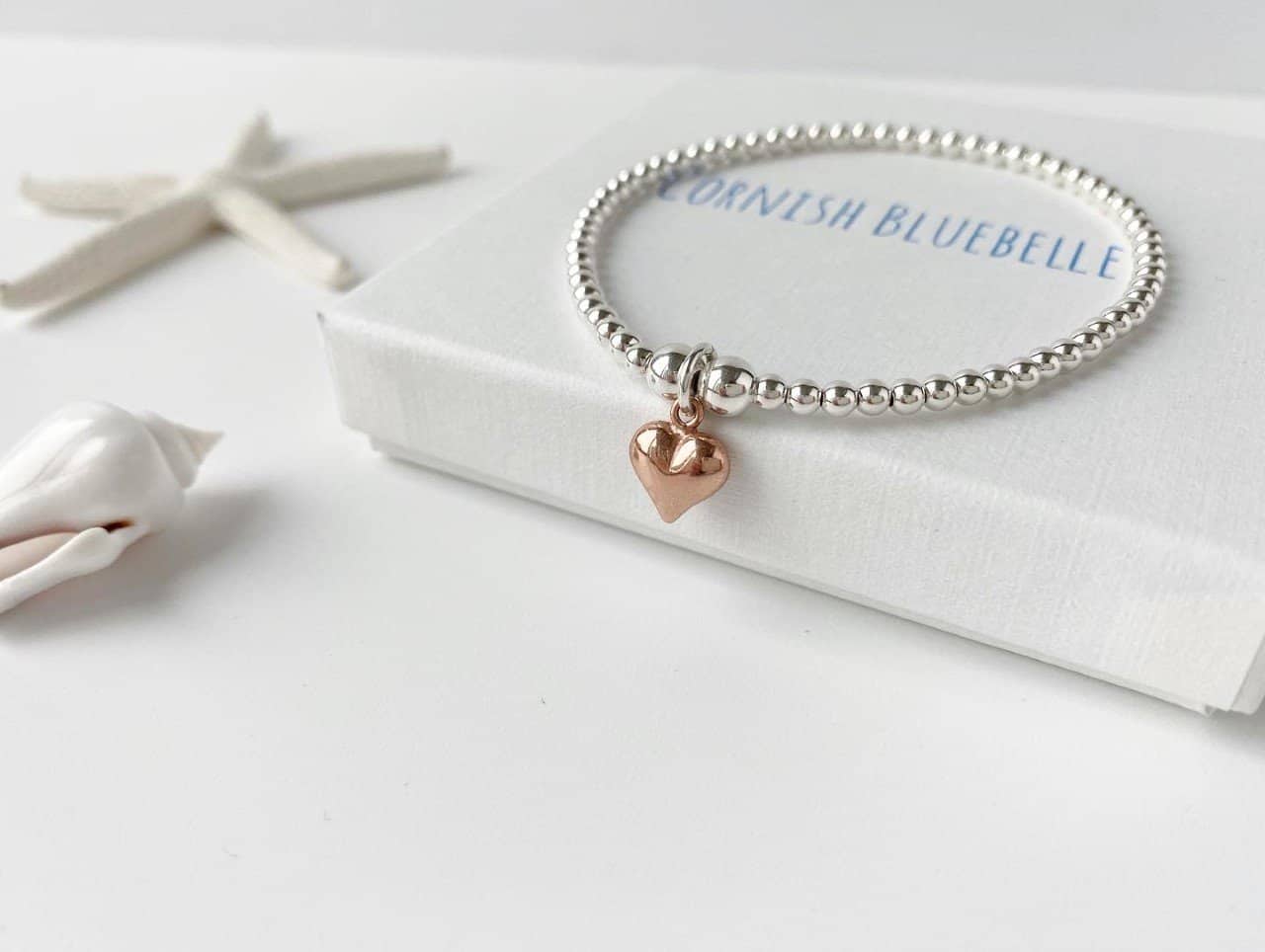 Rose gold heart beaded bracelet