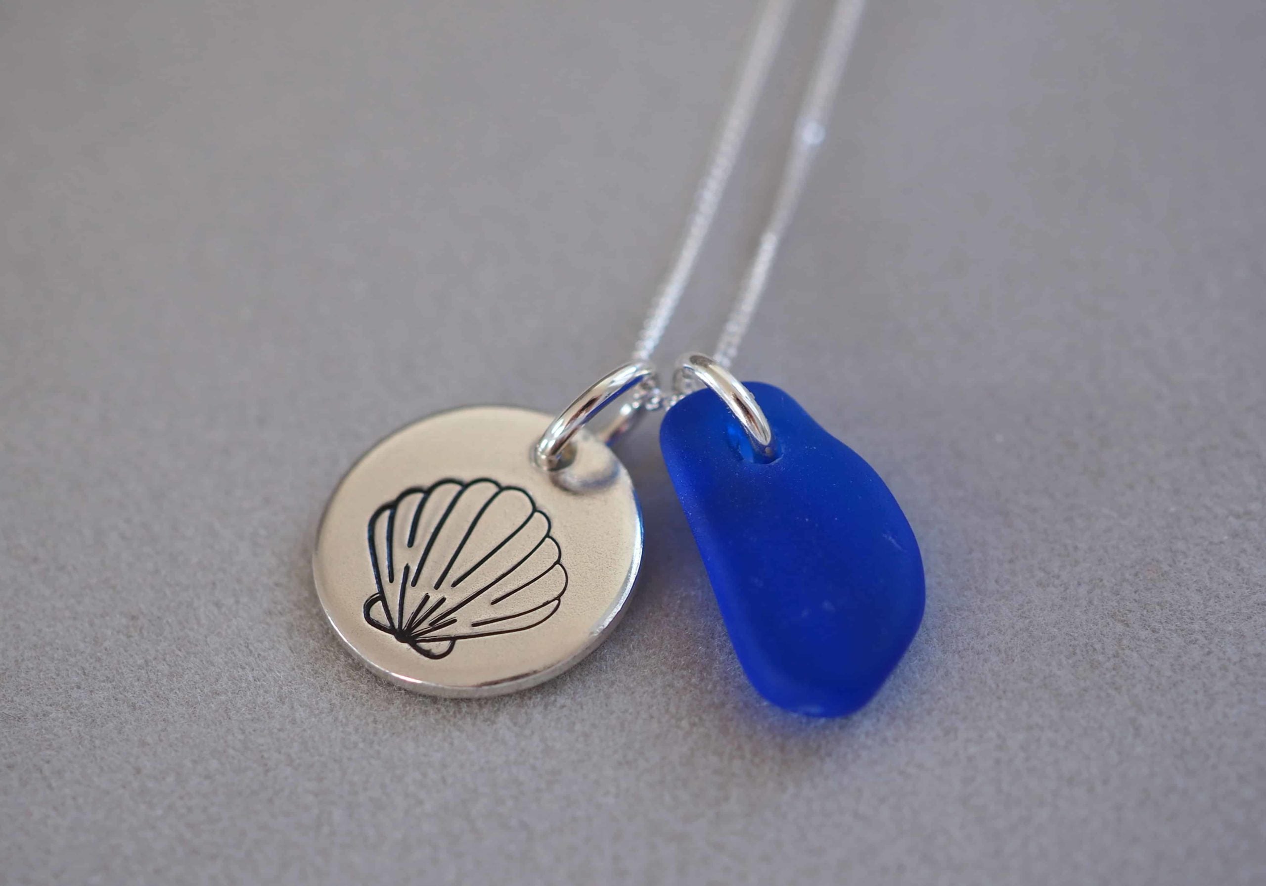 Sea glass & midi disc necklace