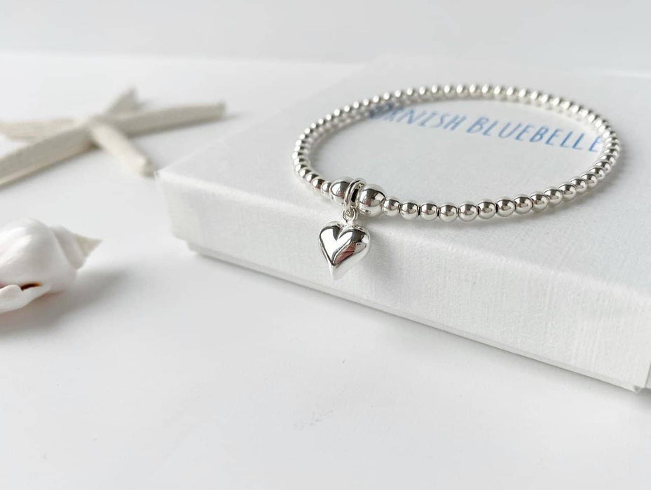 Silver heart beaded bracelet